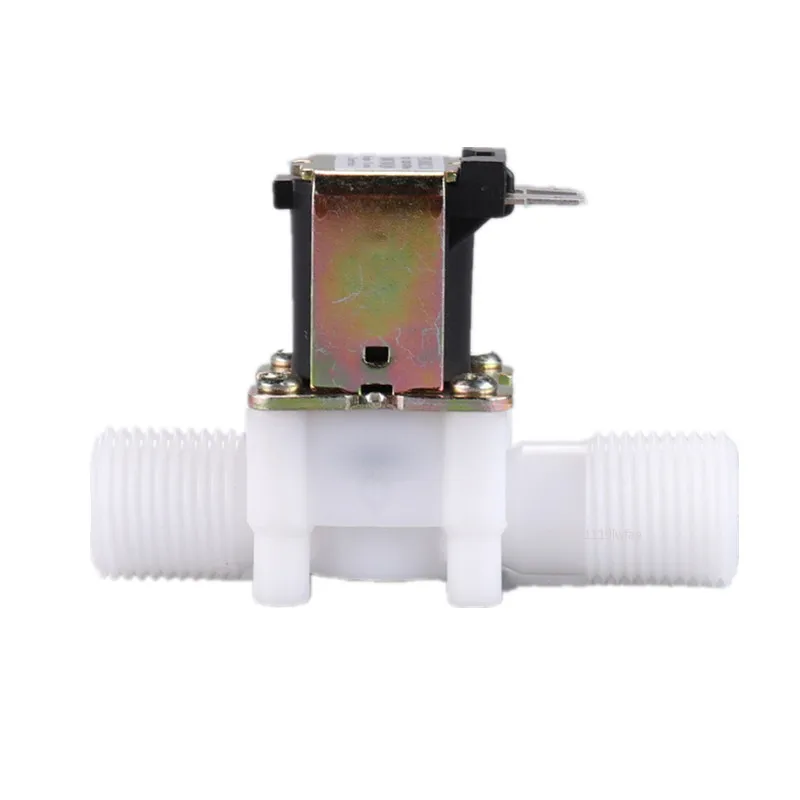 AC 220V DC 12V 24V 1/2 "3/4" พลาสติกไฟฟ้าปกติปิดวาล์วSolenoidแม่เหล็กน้ําความดันอากาศControllerสวิทช์