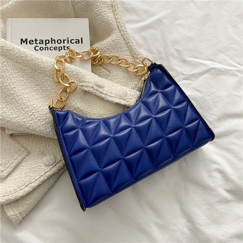 Bolso de hombro para mujer, nuevo bolso de tendencia de Color sólido, bolso con cadena, bolso de compras con textura de moda femenina