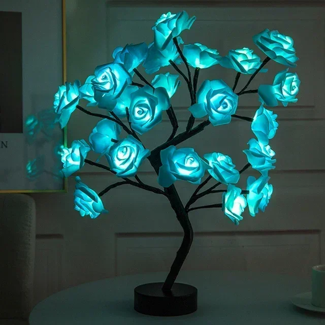 โคมไฟตั้งโต๊ะ LED รูปดอกกุหลาบ ต้นไม้ ไฟกลางคืนแบบ USB ของตกแต่งบ้าน ไฟตั้งโต๊ะ LED สำหรับงานปาร์ตี้ คริสต์มาส งานแต่งงาน ตกแต่งห้องนอน