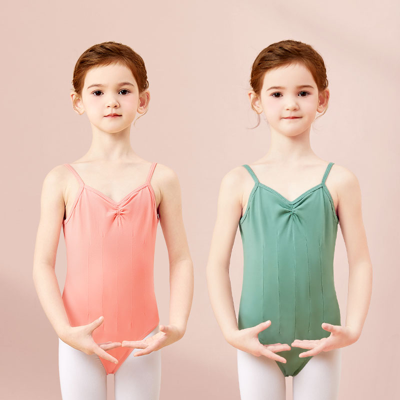 Leotardos de Ballet para niñas, camisola, leotardo de baile, leotardo de gimnasia sin mangas para niños pequeños, mono de Ballet con espalda en U de algodón para niñas