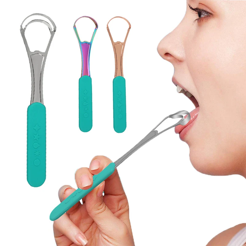 1 Chiếc Di Động Đơn/2 Lớp Dụng Cụ Cạo Lưỡi Có Thể Tái Sử Dụng Thép Không Gỉ Miệng Miệng Bàn Chải Ốp Lưng Tay Cầm Không Trơn Trượt dụng Cụ Cạo Lưỡi