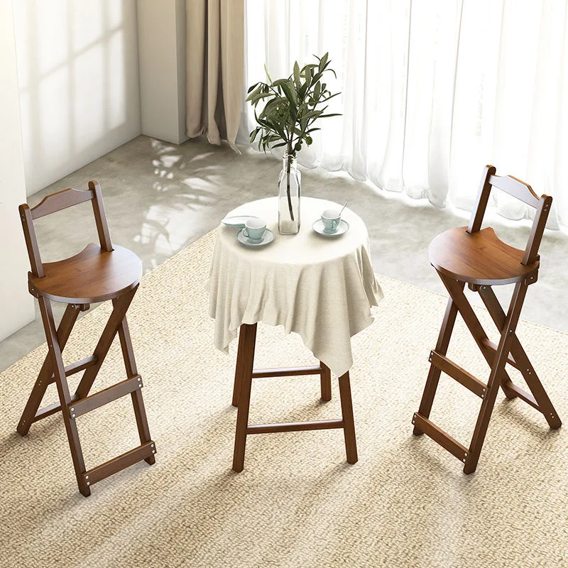 High end foldable modern household solid wood footstool bar chair thickened chair living room dining chair backrest cashierchair