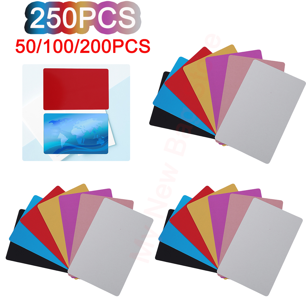 금속 명함 알루미늄 합금 블랭크 카드, 고객 레이저 조각 DIY 비즈니스 선물 카드, 7 가지 색상 옵션, 50-250 개