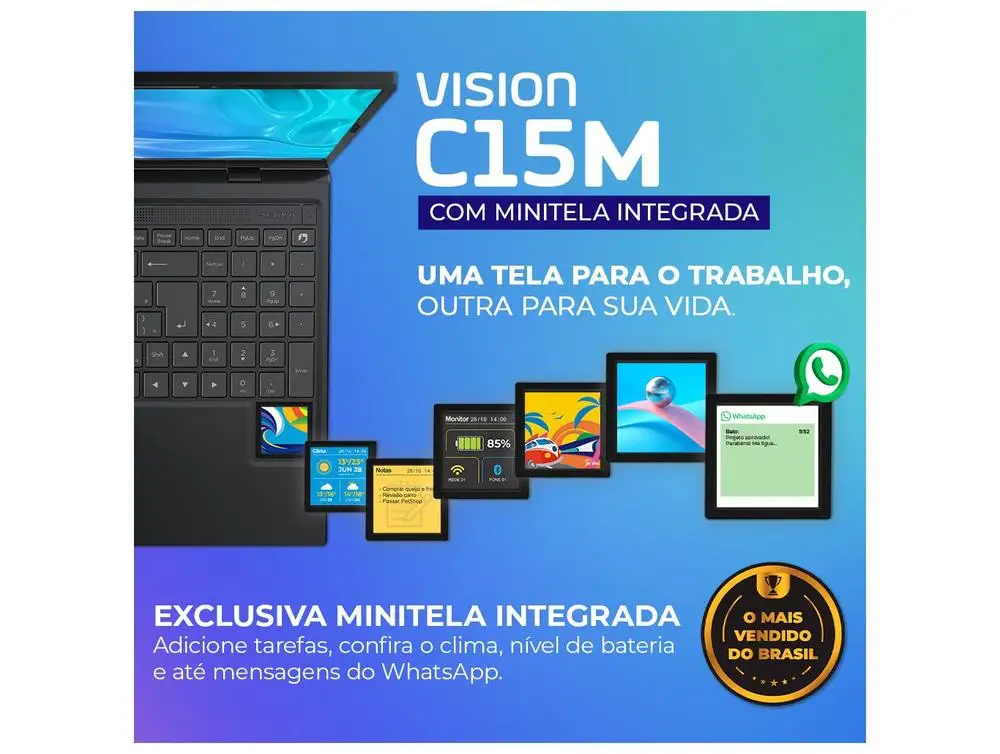 Notebook Positivo Vision C15M Intel Celeron N4500 4GB RAM 128GB eMMC 15" Full HD Windows 11 Intel Graphics 3002996