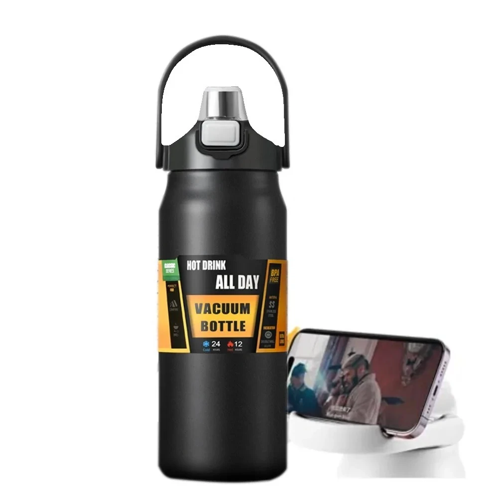 LargeCapacityOutdoor SportsThermosfles Draagbare waterfles Roestvrij staal Vacuümisolatie met rietje 800 ml/1000 ml/1500 ml
