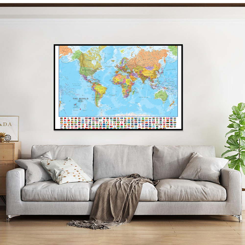 Mapa świata 70*50cm dekoracyjny wiszący obraz na płótnie malarstwo ścienne plakat artystyczny i druk biuro szkolne Home Decor