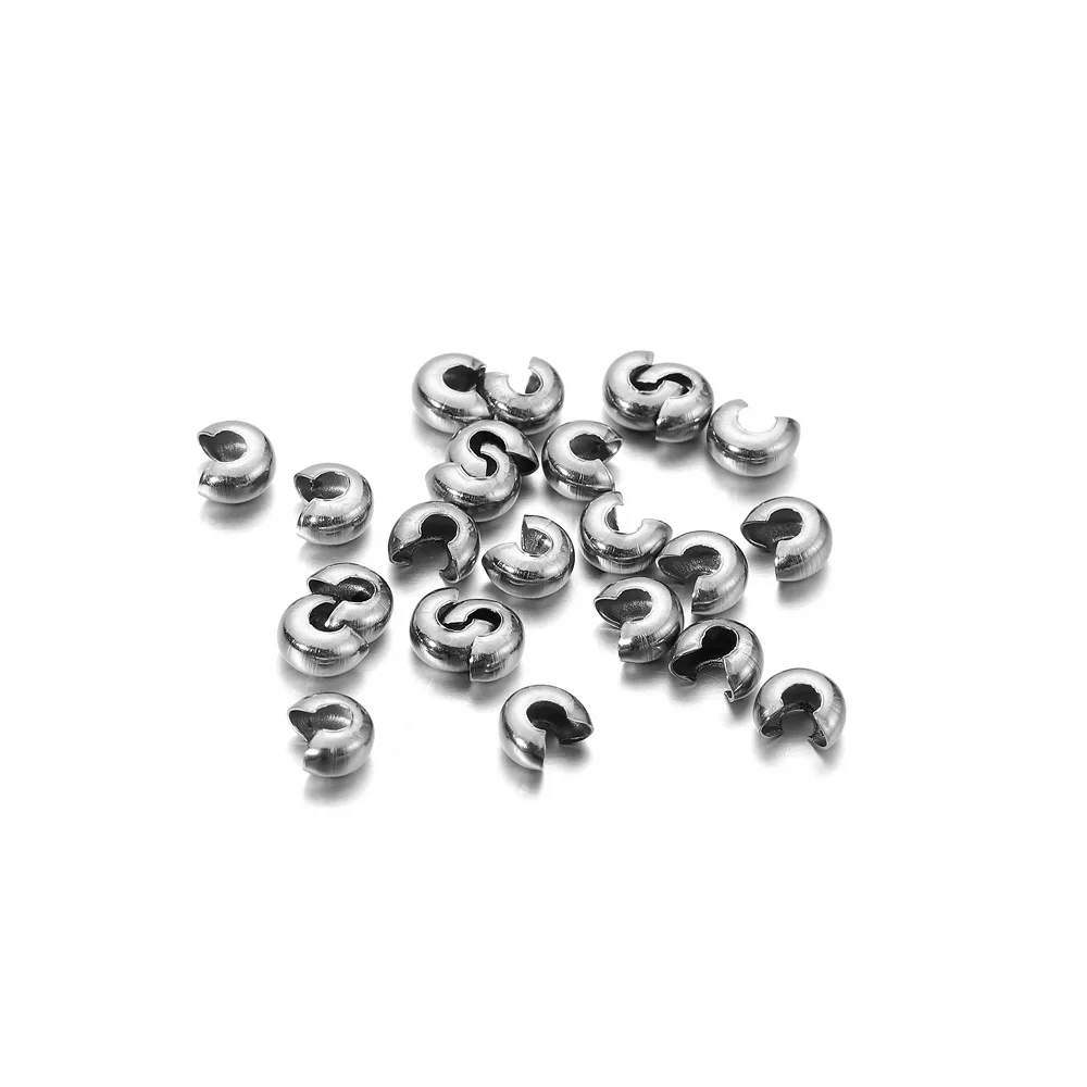 Bộ 50 Dây Thép Không Gỉ Tròn Có Lọn Uốn Cấp Hạt Đường Kính 3 4 5 Mm Chặn Không Gian Siêu Tốc Hạt Cho DIY Trang Sức làm Nguồn Cung Cấp Phụ Kiện