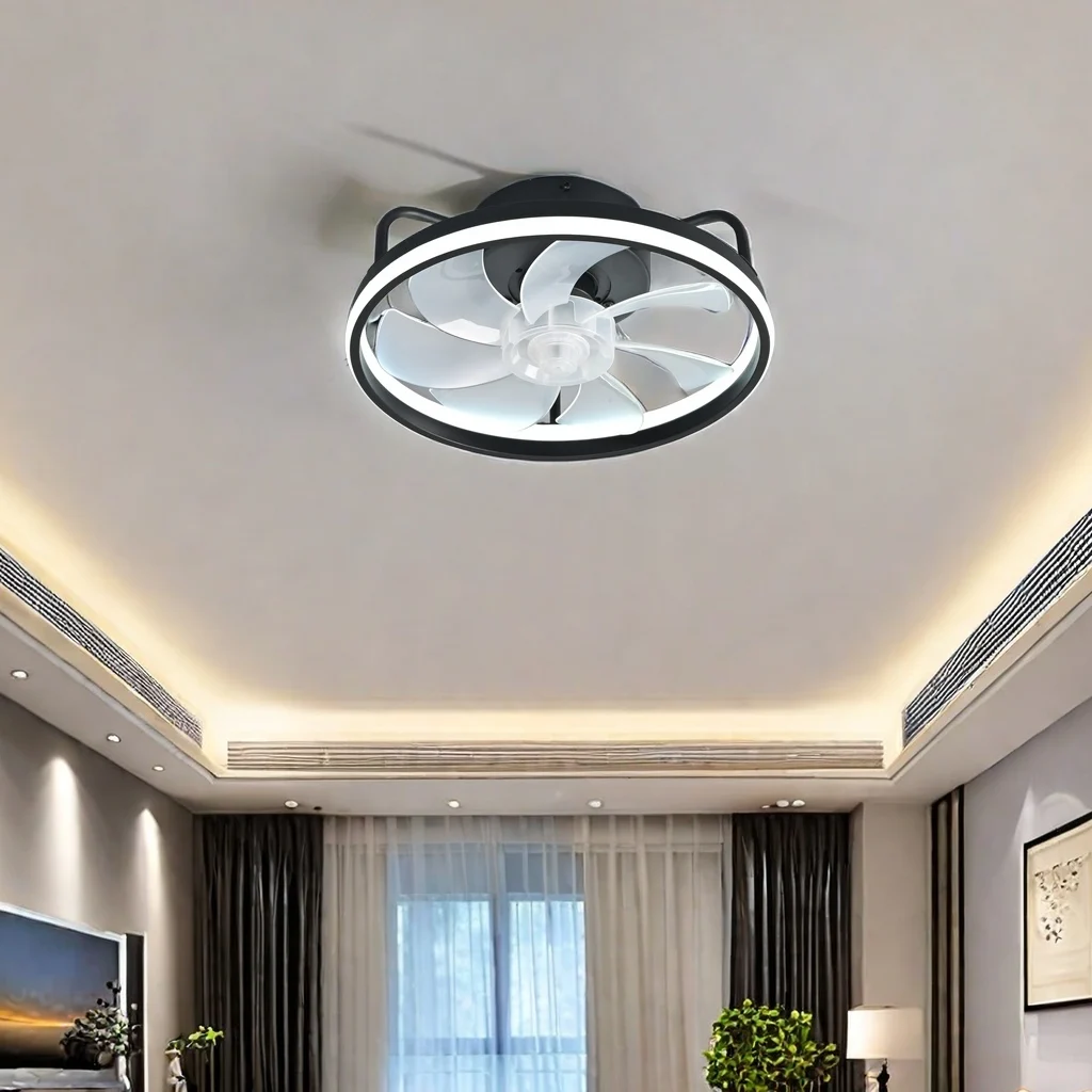 2 in 1 현대 스마트 천장 팬 침실 천장 팬 조명 및 제어 거실 레스토랑 실내 장식 LED 천장 팬