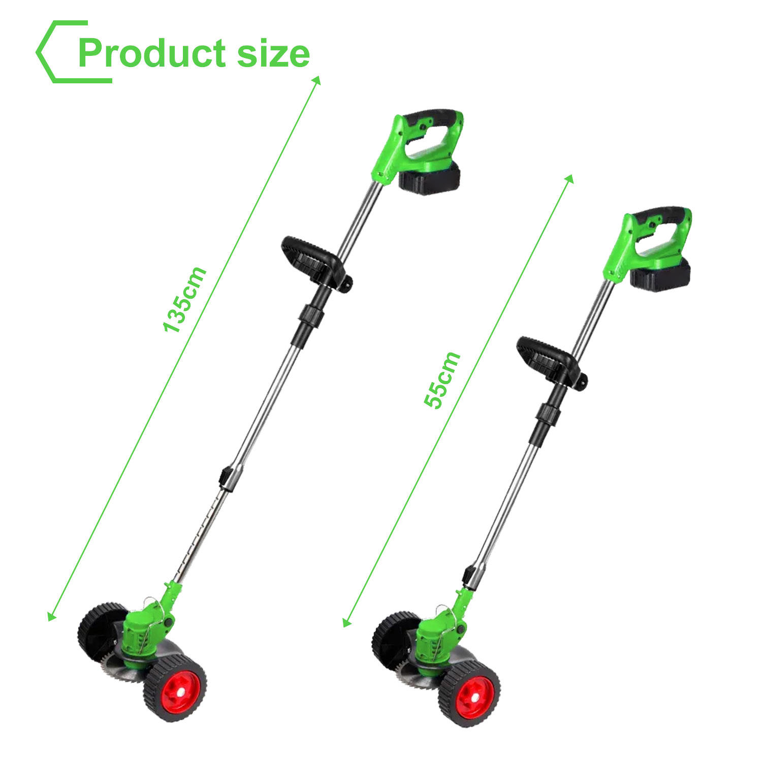 Cortadora de césped eléctrica inalámbrica de 1500W, cortadora de césped ajustable plegable de mano de 12000 RPM, herramienta de jardín para batería de 18-21V