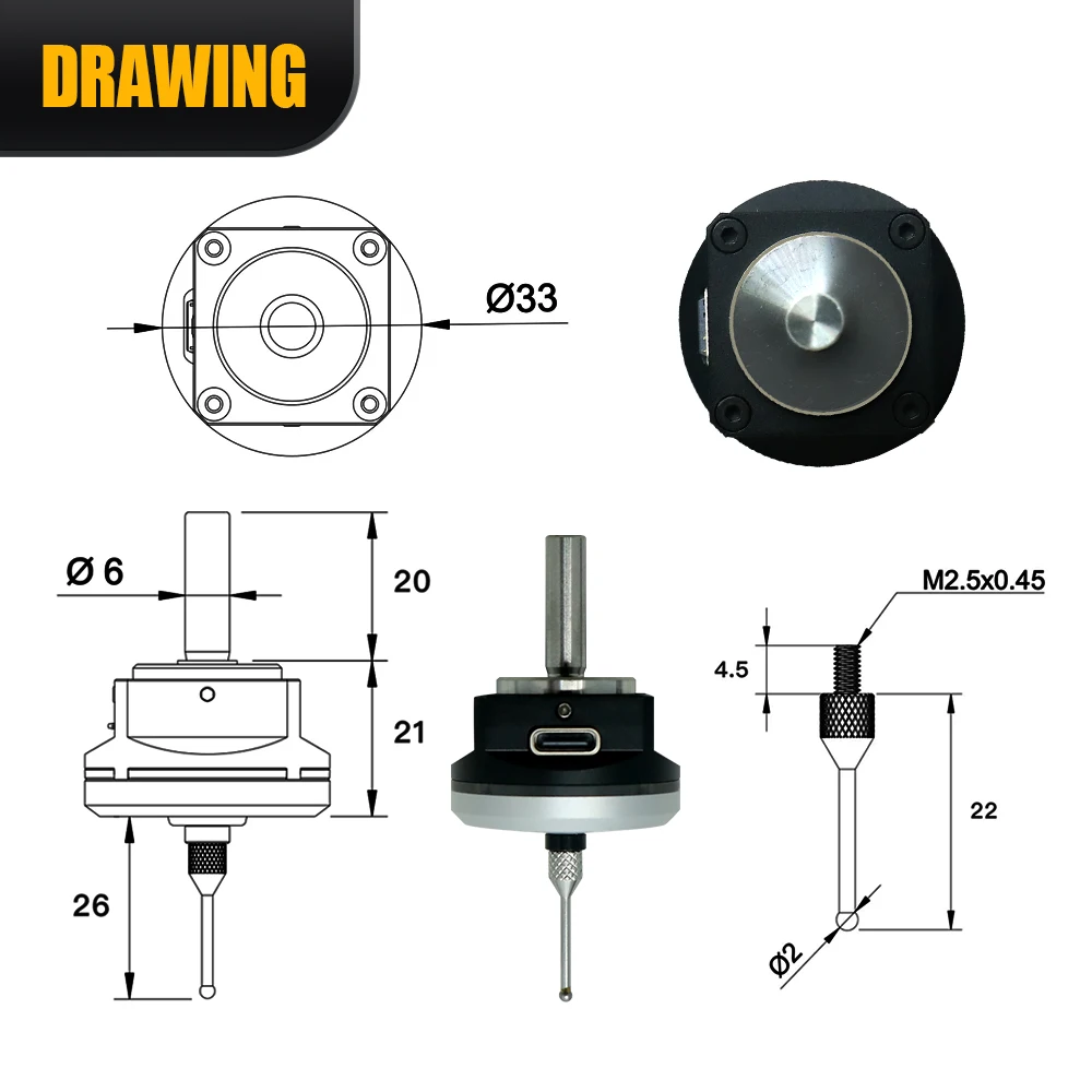 HLTNC 2024 V6 Anti-roll 3D Touch Probe Edge Center Finder Desktop CNC Probe Fit Mach3 and GBRL For CNC Engraver Milling Router