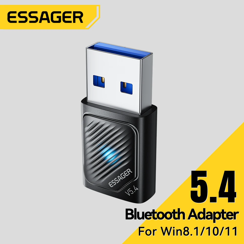 Essager USB Bluetooth 5,4 адаптер беспроводной передатчик приемник для ПК ноутбук драйвер бесплатно для Win10/11 Bluetooth клавиатура мышь