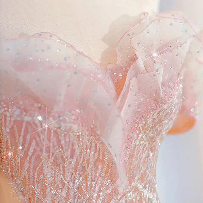 DongCMY Dreamy เจ้าหญิงสีชมพูชุดราตรีหญิง High-end Elegant งานแต่งงาน Robe Soiree ชุดผู้หญิงที่กําหนดเอง