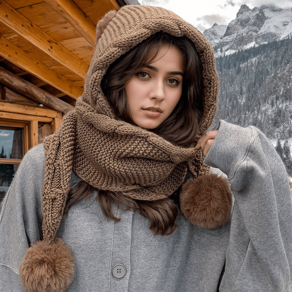 Acogedor conjunto de gorro y bufanda de forro polar de 3 bolas. Pompón suave, cálido y lindo. ¡Regalo perfecto de invierno para mujeres! Compre ahora.