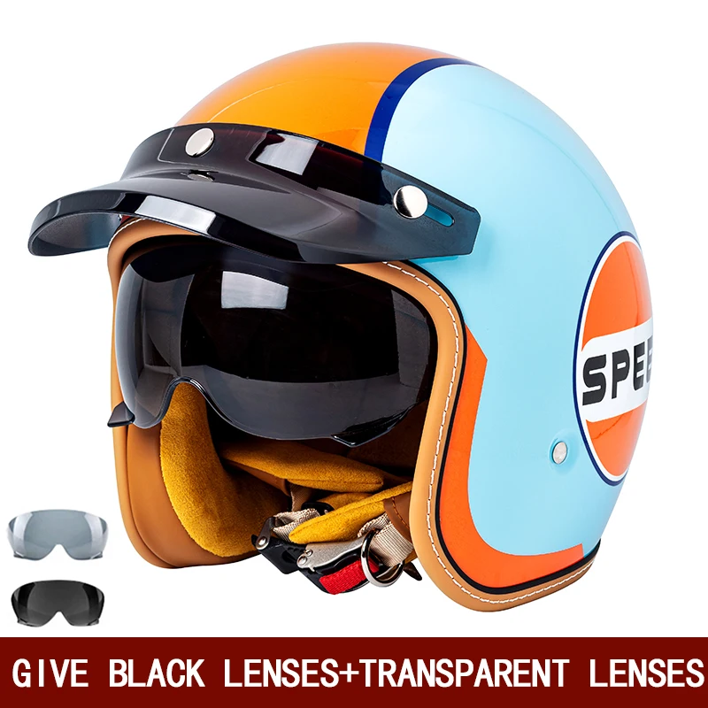 レトロセミオープンオートバイヘルメットクロスカントリーオートバイアクセサリーオートバイヘルメット 3/4 冬のレトロヘルメット