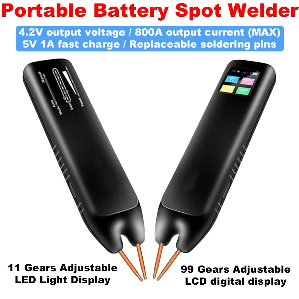 11/99 Gear Adjustable Spot Welder for 18650 Battery Handheld Auto/Manual Light Display/LCD Display Nickel Sheet DIY Welding Tool