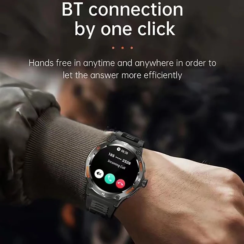 男性用スマートスポーツウォッチ,防水スマートウォッチ,IP68,懐中電灯,GPS, NFC,Amoledスクリーン,心拍数モニター,Bluetooth通話,500mAh,新品