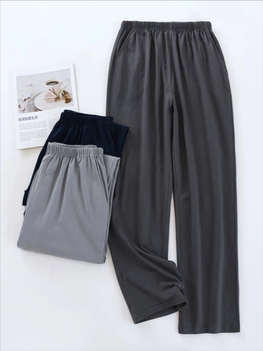 Herren-Pyjamahose, Frühlings- und Herbsthose, lässig, locker, dünn, Sommer, große Größe, kann außerhalb der Heimhose getragen werden