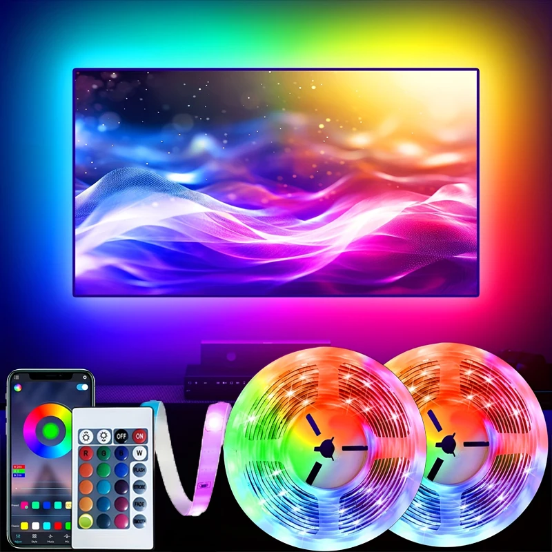 Taśma LED Bluetooth USB 5V, 1-30M, SMD 5050, 5V RGB, elastyczna, sterowana aplikacją Bluetooth, zmiana kolorów, do tła telewizora