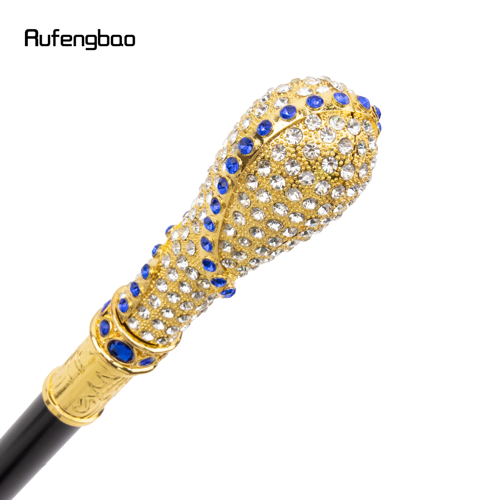 Bastão de diamante artificial azul dourado, Bastão decorativo do partido vintage, Crosier elegante do Dia das Bruxas, 93cm