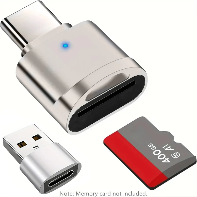 Lector TF tipo C con carcasa de aleación de zinc, lector de tarjetas SD con adaptador USB C a USB, adecuado para computadora portátil, MacBook, Samsung Galaxy