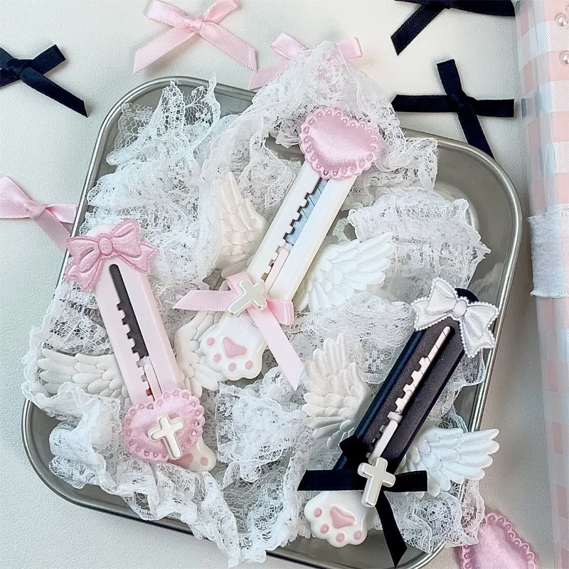 Niedliche Katze Pfote Utility Messer schöne Flügel Bowknot Stil offene Box Cutter Brief Umschlag Opener Mail Messer Schule Bürobedarf