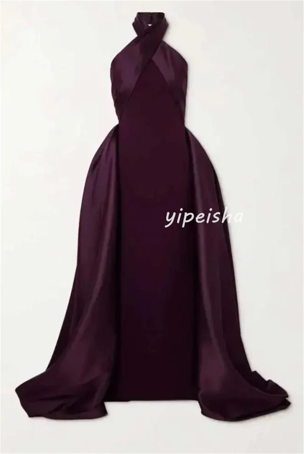 Dostosowane wykwintne eleganckie plisowane drapowane długie sukienki w kształcie litery A Halter Sukienki na specjalne okazje Dopasowana moda