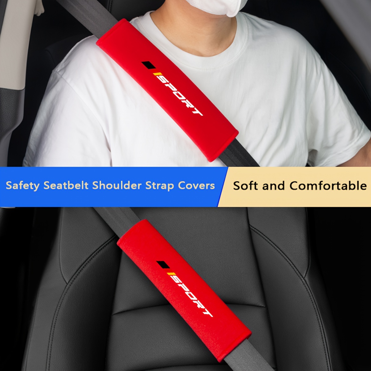 Coussinets universels de ceinture de sécurité de voiture de confort, coussins de sangle initiés par la douceur en peluche, utilisation du véhicule, total de 2 pièces