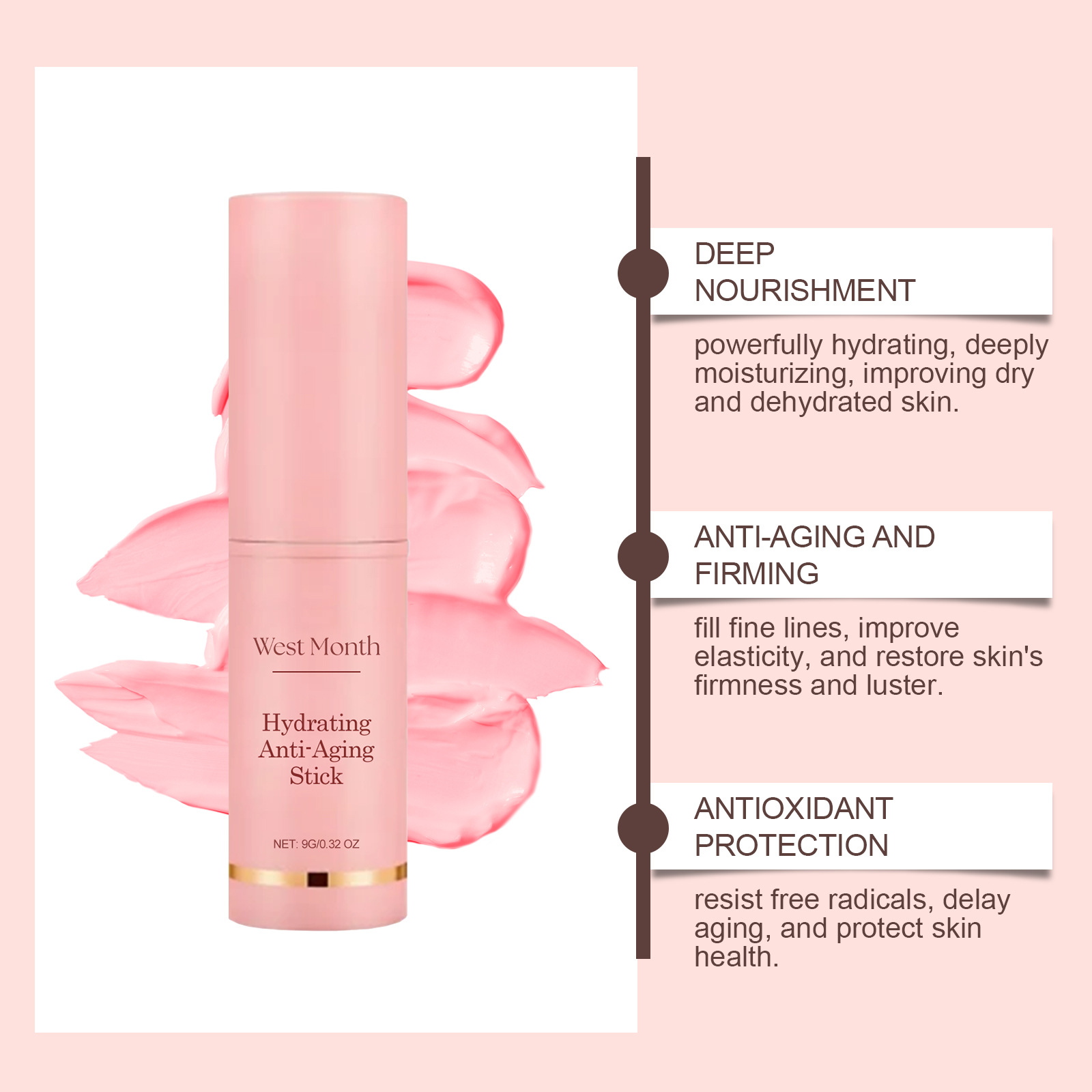 Collagen Wrinkle Removal Multi Bounce Balm Stick Instant Anti-Aging Firming Lift Brighten Facial Dull Skin Moisturizer Cosmetics
