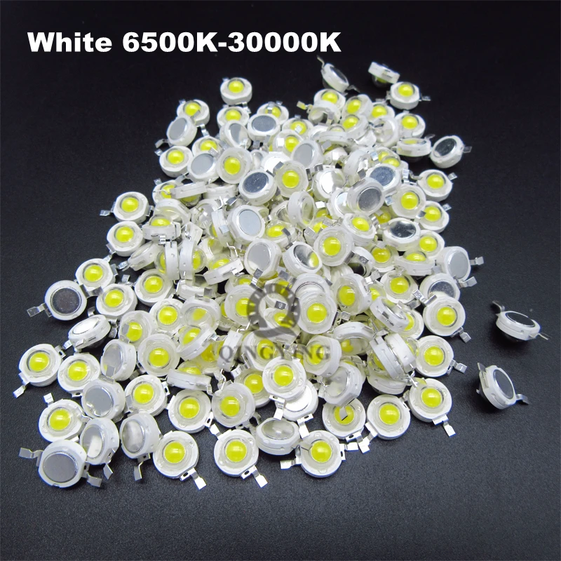 Diodes de lampe à puce LED haute puissance 1W 3W 5W, 10 pièces, blanc chaud et froid 10000K 30000K, rouge vert bleu jaune 440 660nm, perles lumineuses