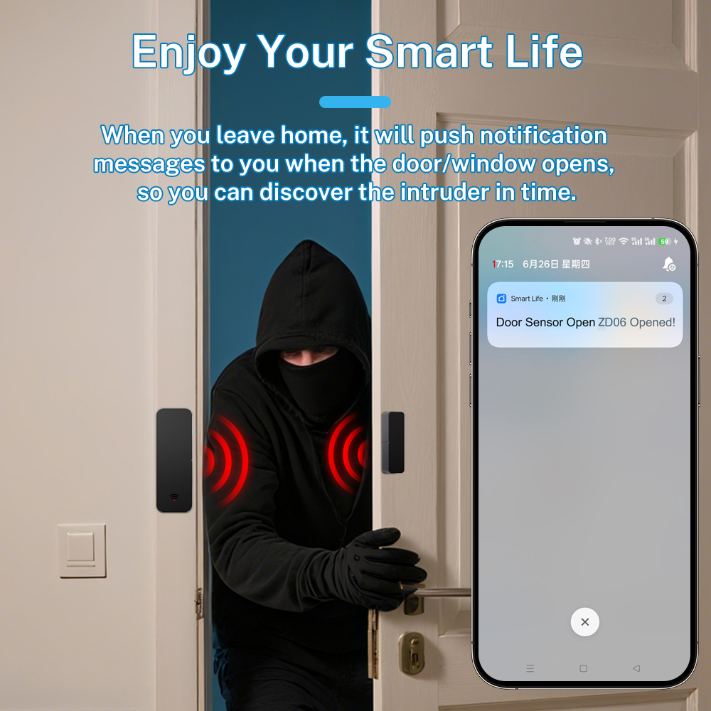 Tuya Zigbee 3.0 Door and Window Sensor Smart Sensor Contact Sensor APP Remote Control SmartLife Work with Zigbee2Mqtt ZHA Alexa