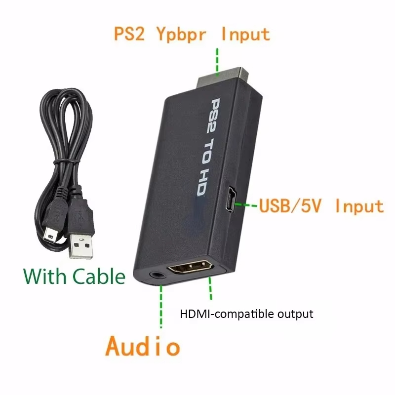 PS2 to HDMI-Compatible Converter Adapter Audio And Video With 3.5mm Audio Cable Supports Pc All Ps2 480i 480p 576i Display Modes