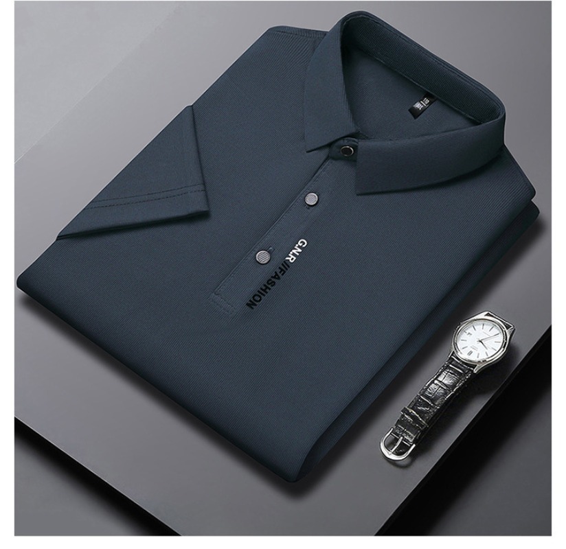 2025 Polo de manga corta de Color sólido para hombre, Top elástico cómodo y transpirable, recién llegados, estilo informal de negocios