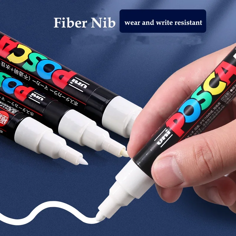 UNI POSCA Markers ชุด PC-1M/3 M/5 M ถาวรสีอะคริลิคปากกา Quick แห้ง Graffiti ภาพวาดอุปกรณ์ศิลปะเครื่องเขียนญี่ปุ่น