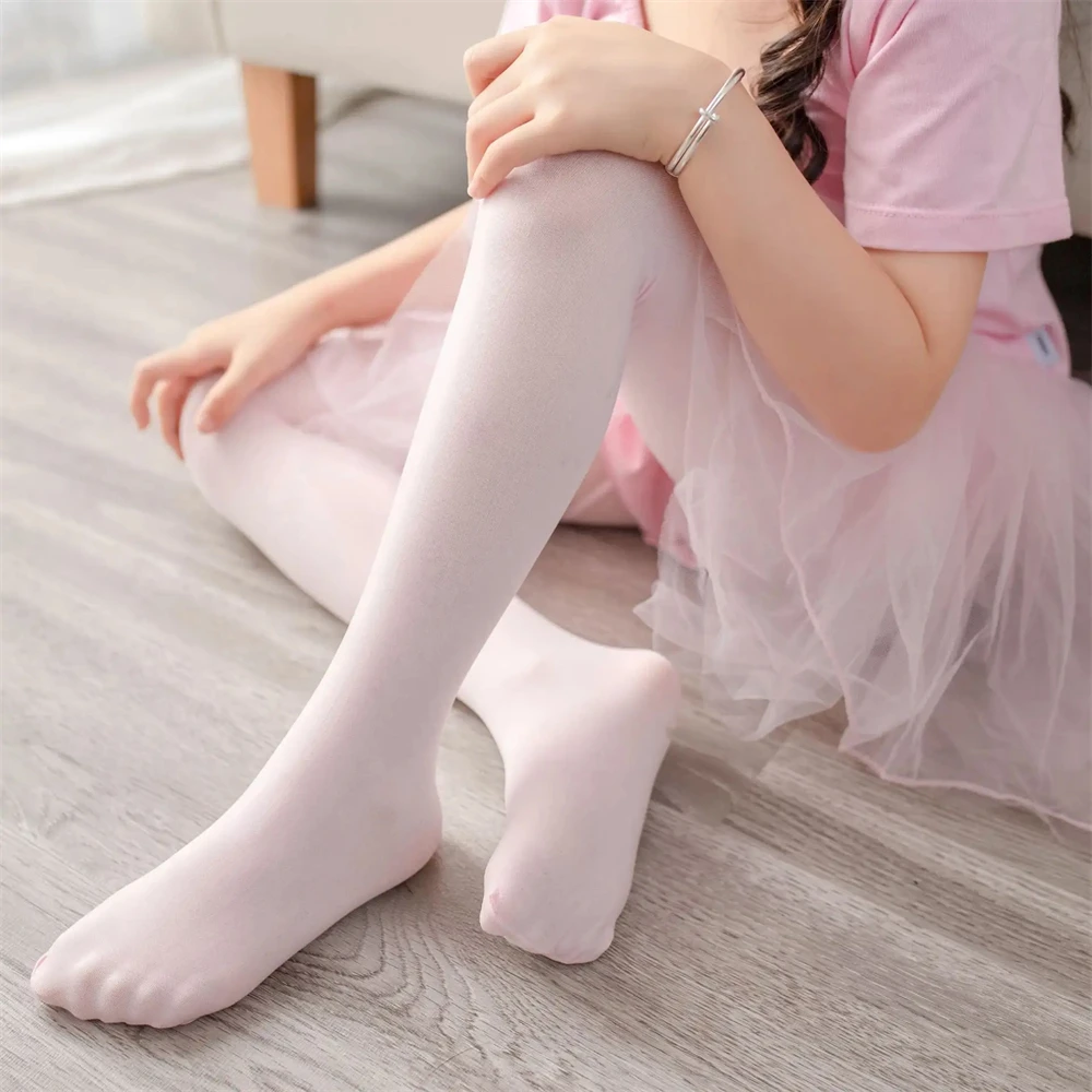Collant per danza classica per bambini color caramello primavera estate per ragazze Calza per bambini Collant bianco solido in velluto