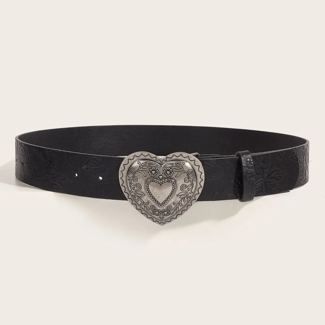 Cinturón de PU con hebilla de amor Retro, moda de ocio, adecuado para desplazamientos diarios