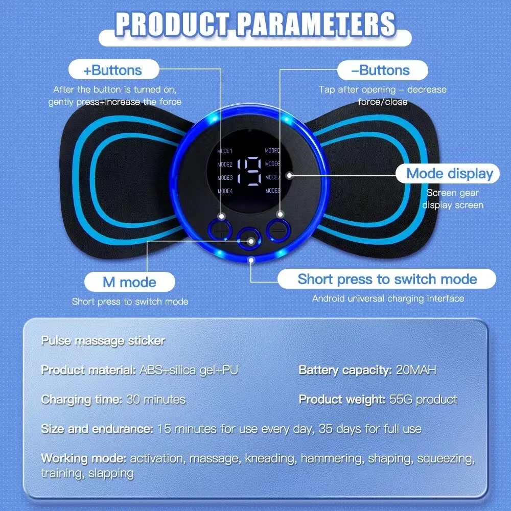 กระดูกสันหลังส่วนคอนวดสติกเกอร์ชาร์จรุ่นนวดคอผ่อนคลายบรรเทาความเมื่อยล้า Meridian นวดอัจฉริยะแบบพกพา