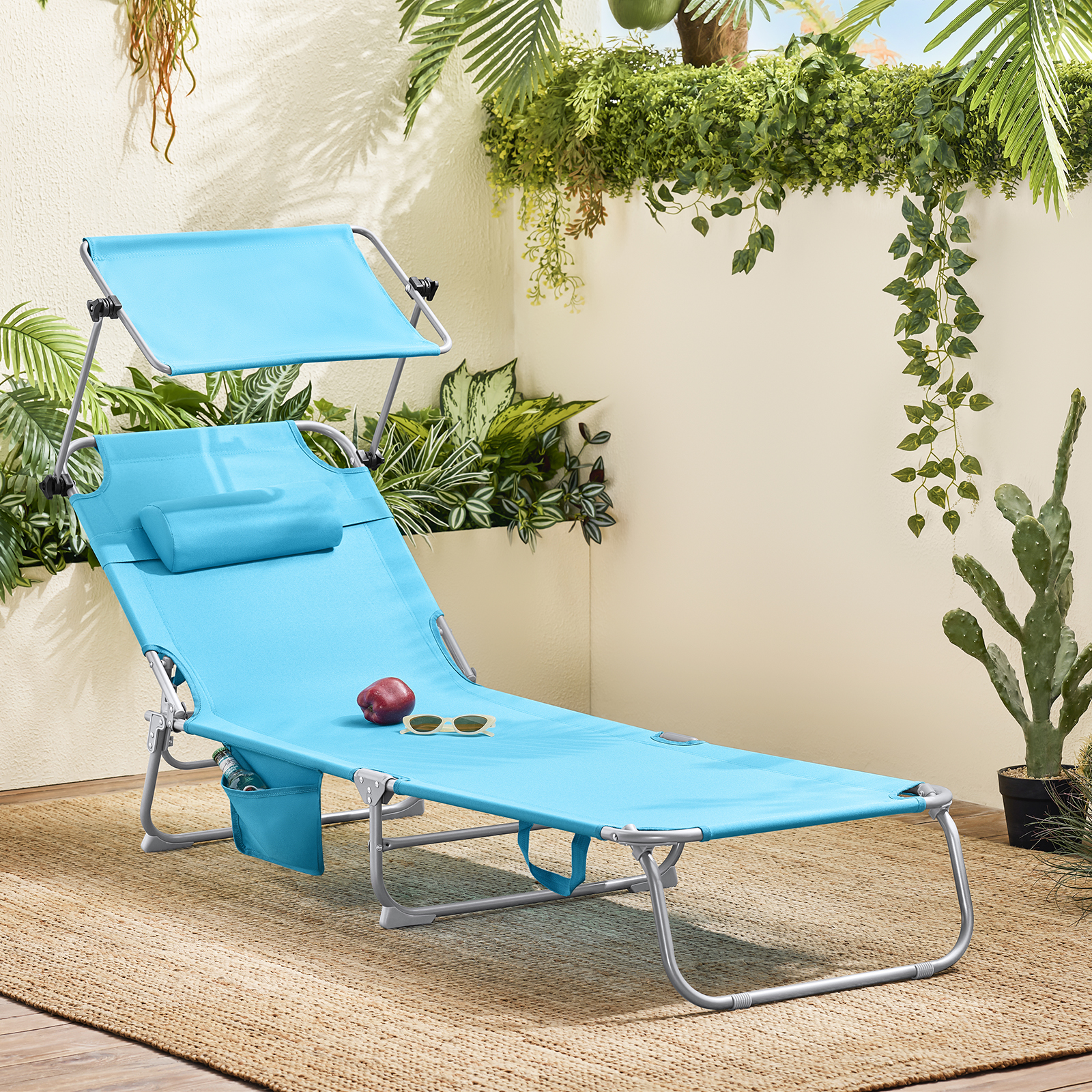 SoBuy OGS48 Schaukelliege mit Seitentasche Gartenliege Relaxstuhl Schwungliege für Gärten, Höfe, Strände, Balkone