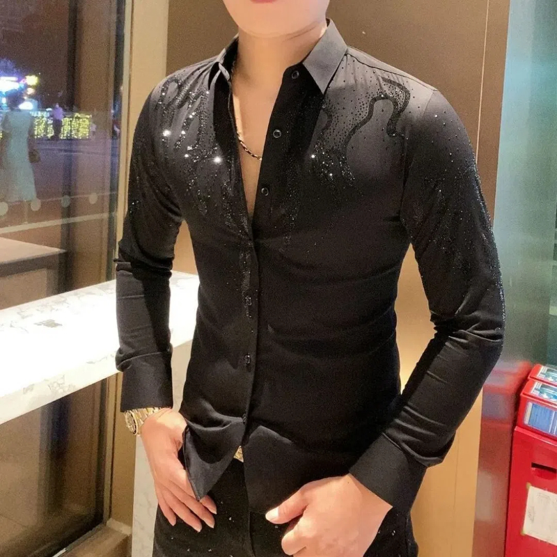 Cárdigan de manga larga con botones y cuello vuelto para hombre, camisa informal Retro de estilo inglés, Color sólido, primavera y otoño