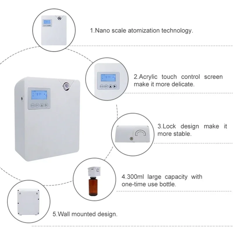 Difusor de aroma sem água 300ml, controle wi-fi, difusor de óleo essencial, função temporizador, dispositivo de fragrância aromática para casa, hotel