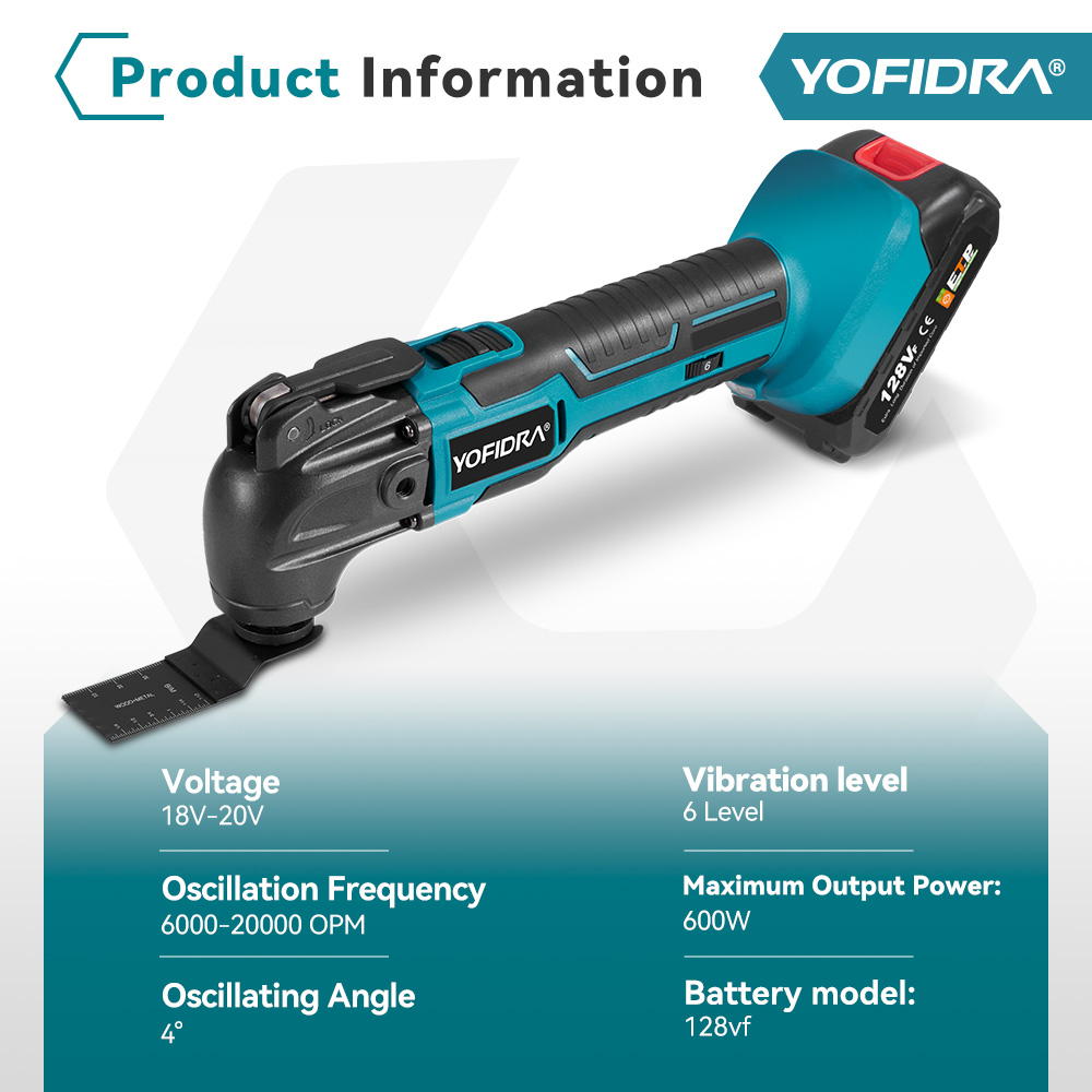 600 W oszillierendes Multitool 20000 OPM kabelloses elektrisches Holzbearbeitungs-Schneidsägewerkzeug Heimdekoration für 18 V-21 V-Batterie