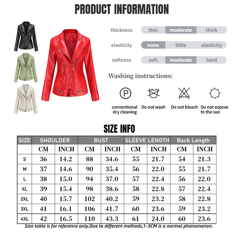 Helle Rot Revers PU Jacke frauen Reißverschluss Verziert Leder Jacke Frauen Mode Lässig Mantel der Weiblichen Oberbekleidung
