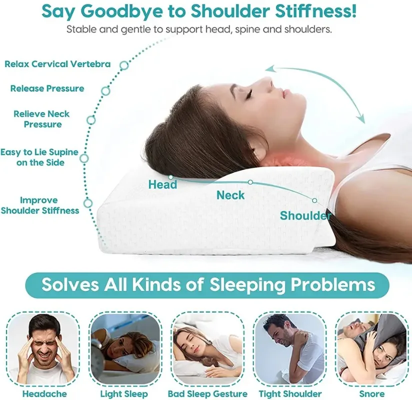 Almohada de algodón viscoelástica para protección del cuello, almohada Lumbar para la columna vertebral, almohada de maternidad para dormir, almohadas ortopédicas almohada cervical almohadas para dormir almohada almoha