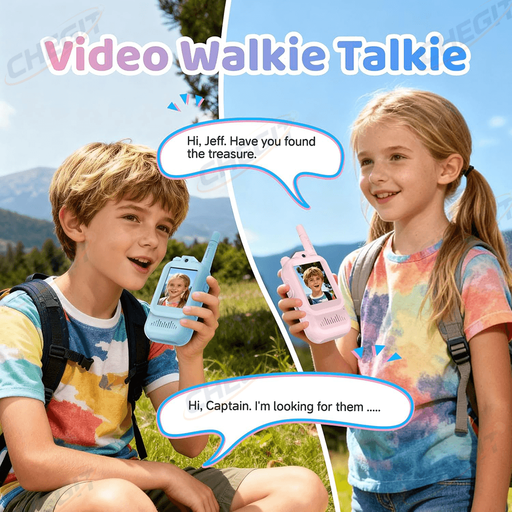 Children's Video Walkie-Talkie 2PCS Rechargeable 2-inch High-definition Screen One-Click Call Cartoon Intercom For Kids Gifts