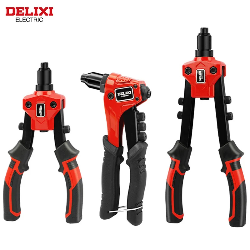 Pistola de rebite elétrica DELIXI, pistola de tração profissional manual, alavanca alta, mais economia de trabalho, aperto e rebitagem de chapa metálica e tubo
