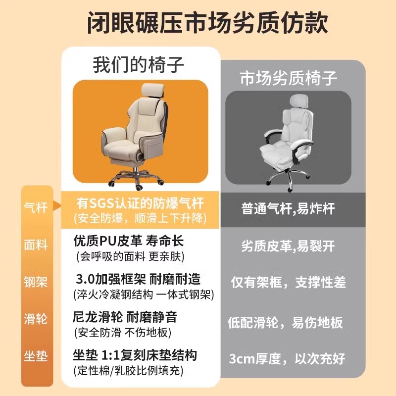 Cadeira de computador confortável, cadeira de escritório reclinável e ajustável, cadeira ergonômica para jogos e lazer, móveis de escritório