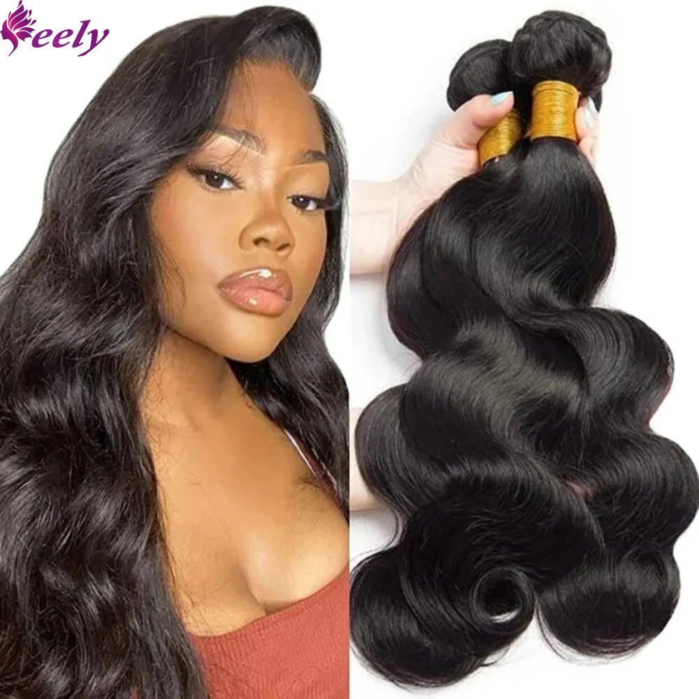Onda do corpo feixes de cabelo humano natural preto 1b pacotes extensões de cabelo humano brasileiro 100% não processado remy cabelo 3 pacotes ofertas