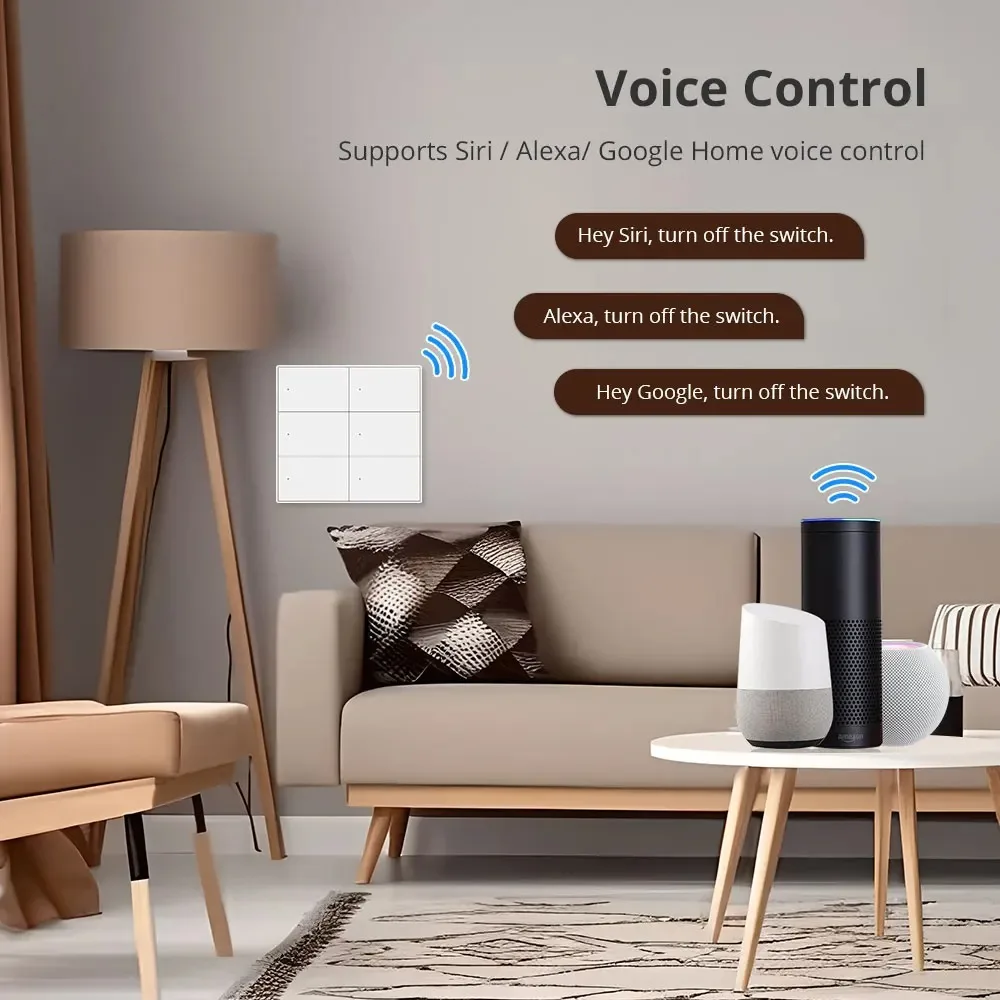 Zemismart Zigbee 4 gang Switch Scene Switches 6 Gangs Interruptor Neutral Required Work with Tuya Hub Alexa Google Home Voice