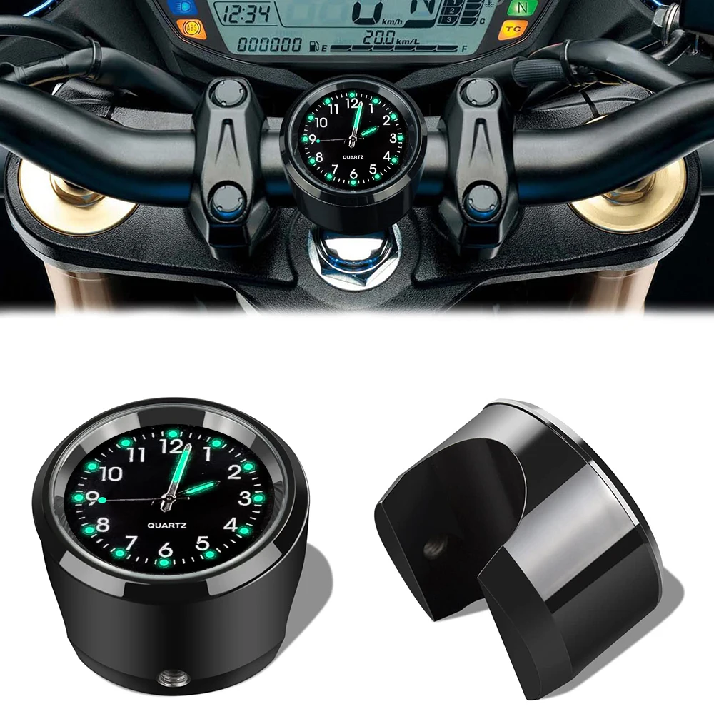 Aluminium Leuchtende Quarzuhr 22-25mm Motorrad Roller Fahrrad Lenker Halterung Uhr Zeit Display Uhr Moto Zubehör