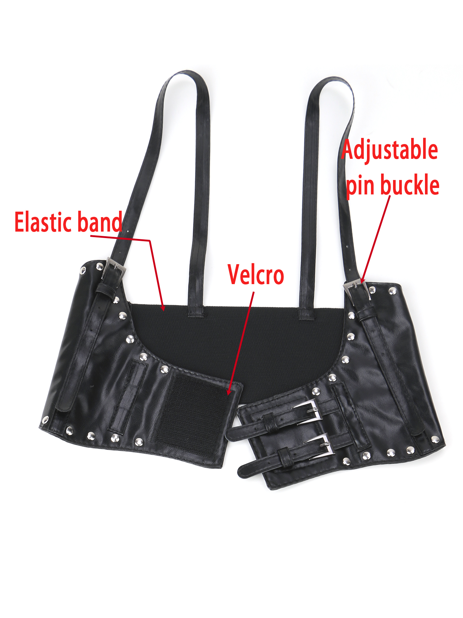 Alça ajustável Suspender Vest Espartilho para Mulheres, Sexy Stud, Punk Ombro, Cinto Elástico, Gótico, Underbust, Cintura Decore