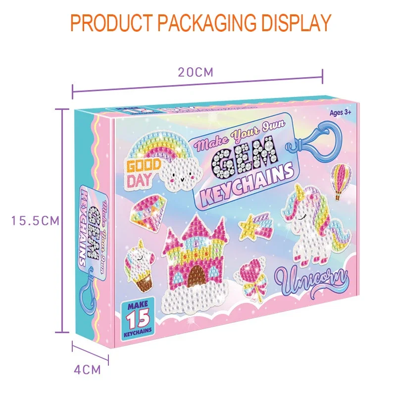เด็กการ์ตูนเจ้าหญิง Magic Gem - ภาพวาดเพชรโจรสลัด - ชุดเด็ก Little Monster - สติกเกอร์พวงกุญแจ DIY ทําด้วยมือ
